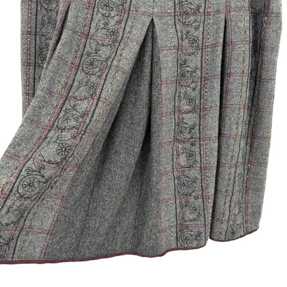 Ann Taylor Loft Size 14 Womens Pleated Gray Plaid Skirt wool blend beaded - Picture 5 of 8